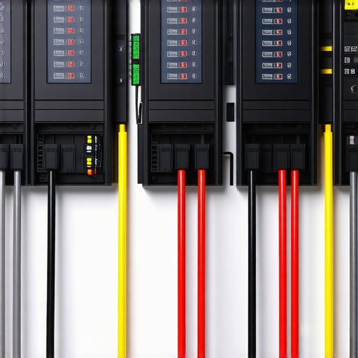 Modern residential electrical panel with smart load management and EV charger connections