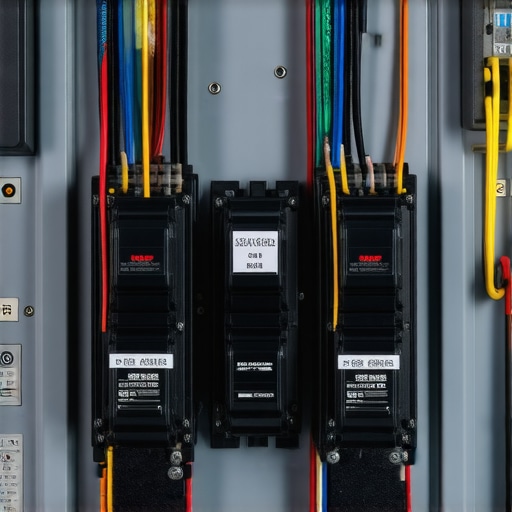 Close-up view of an electrical panel with upgraded wiring and modern circuit breakers.