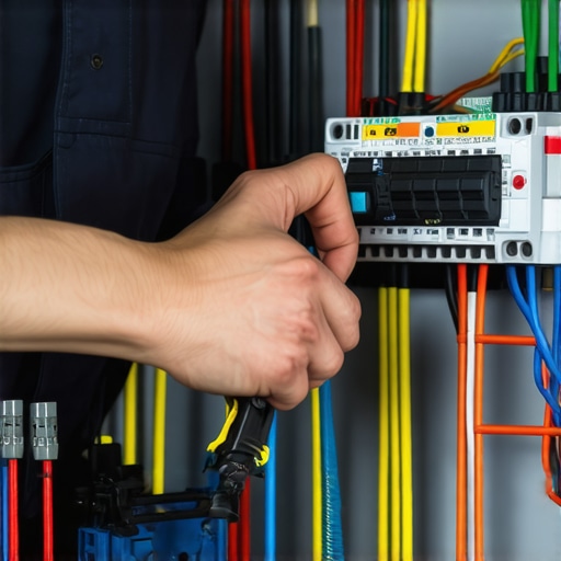 Expert Inspection of Electrical Panel for EV Charging Compatibility Electrician analyzing wiring inside an electrical panel for compatibility with EV charger.