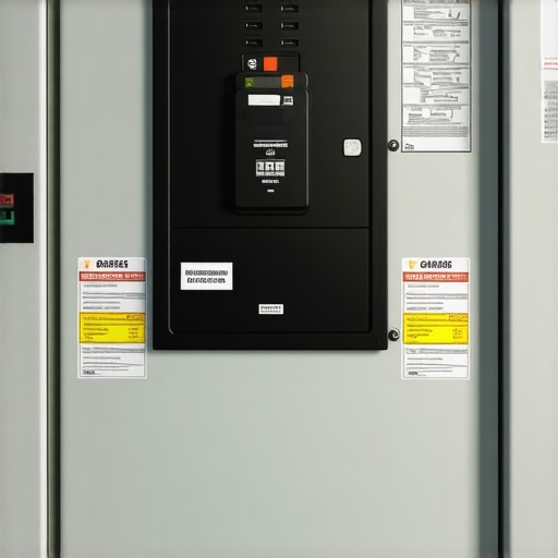 Close-up of a modern electrical panel with upgraded safety features and labels