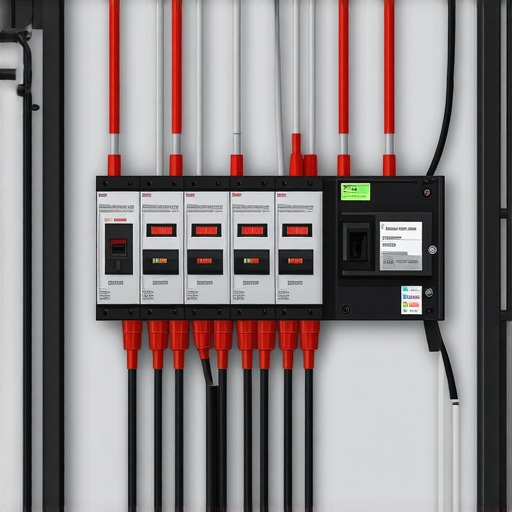 Modern, safety-compliant electrical panel in a home garage for EV charging