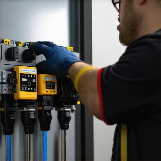 Electrician installing a new electrical panel in a home