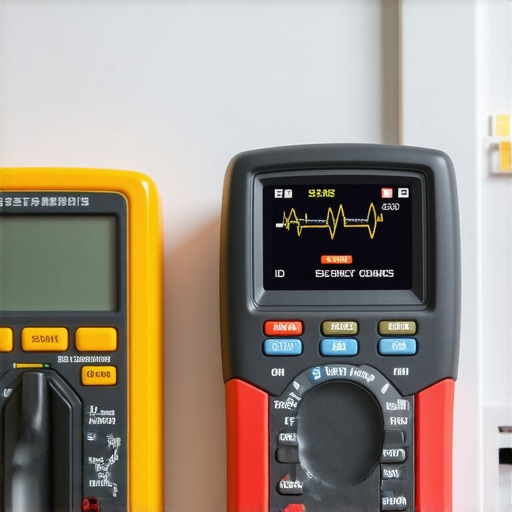 Multimeter and thermal camera inspecting an electrical panel for EV charging system