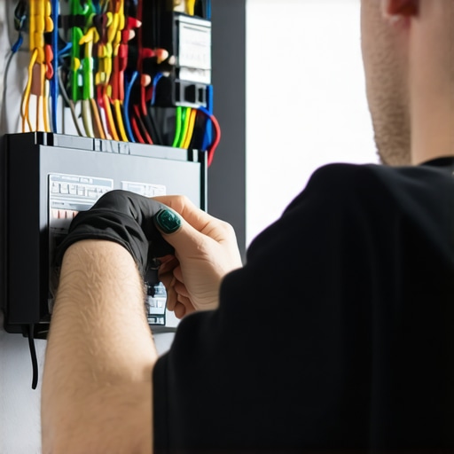 Electrician upgrading home electrical panel for EV charger.