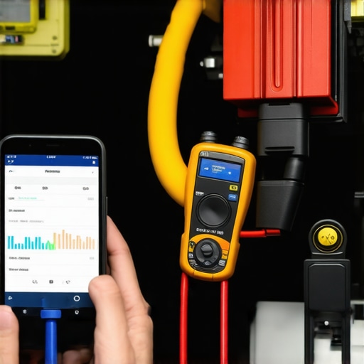 Technician performing electrical maintenance on EV charging system with advanced tools.