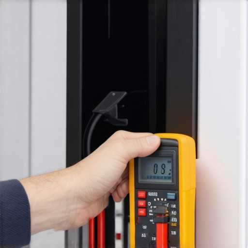 Person testing an EV charger outlet with a multimeter to ensure proper electrical supply