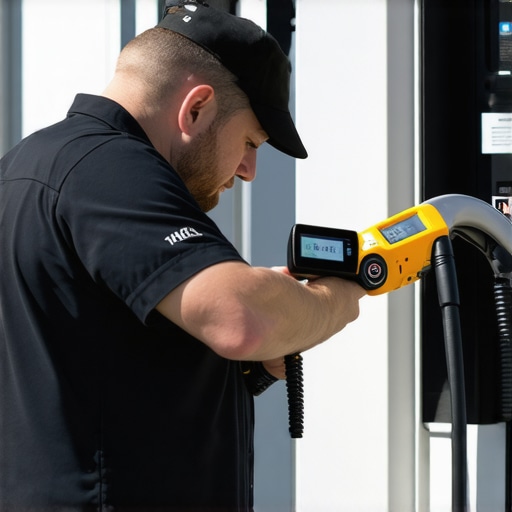 Technician performing maintenance with thermal camera and multimeter