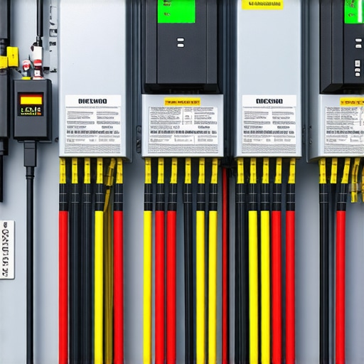 Electrical Panel and EV Charger Wiring Close-up of home electrical panel showing wiring and capacity labels