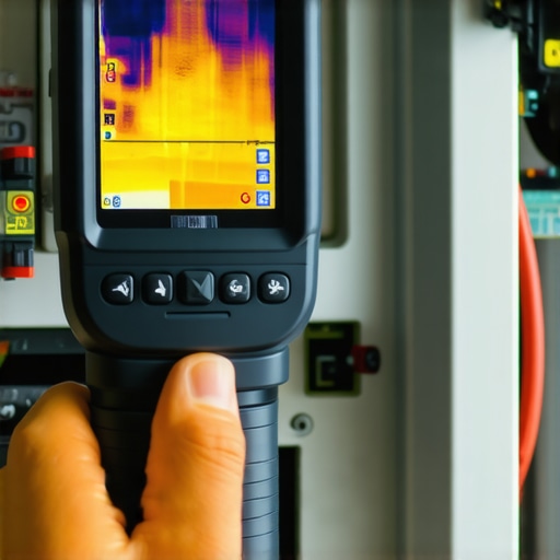 Thermal Imaging for Electrical Maintenance A thermal imaging camera detecting heat spots on an electrical panel for preventive maintenance.