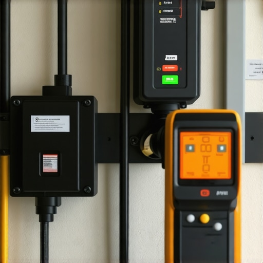 Person using thermal camera to scan an electrical panel for overheating components in an EV charging system