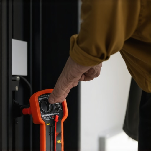 Homeowner testing EV charger wiring with a multimeter during maintenance