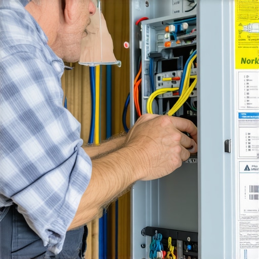 Inspecting a Modern Electrical Panel Homeowner checking wiring in an electrical panel during upgrade