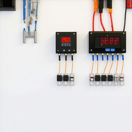 Proper Electrical Panel Clearance in a Garage Electrical panel with clear workspace in a garage, showing unobstructed access and proper safety clearance.