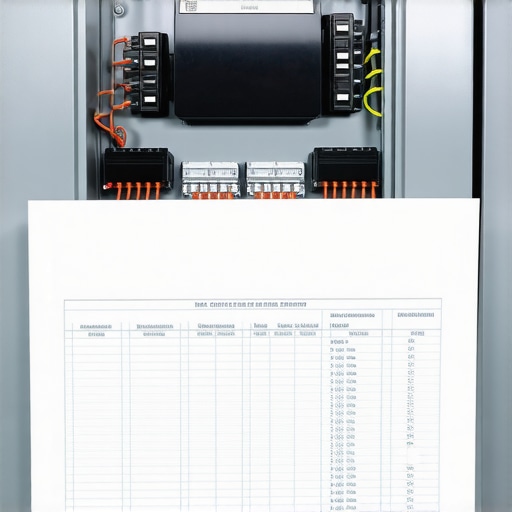 Close up of a modern 200-amp electrical panel ready for an EV charger installation with neat wiring.