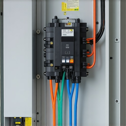 A close-up view of a professional EV charger panel installation showing advanced components.