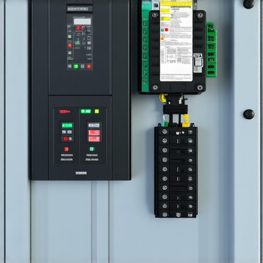 Close-up of a smart load shedding device in an electrical panel for EV charging