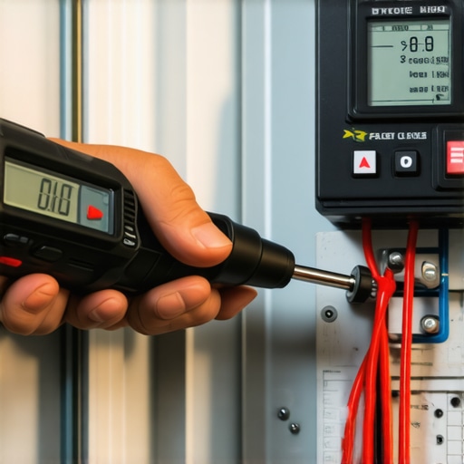 Electrician using a torque wrench on an EV charger circuit breaker