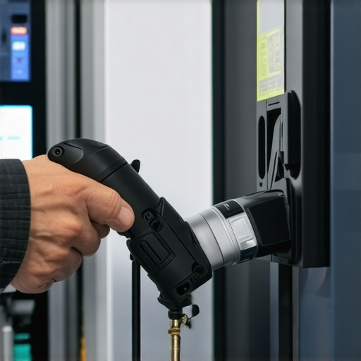 Electrician checking terminal torque on commercial EV charger to prevent panel fires