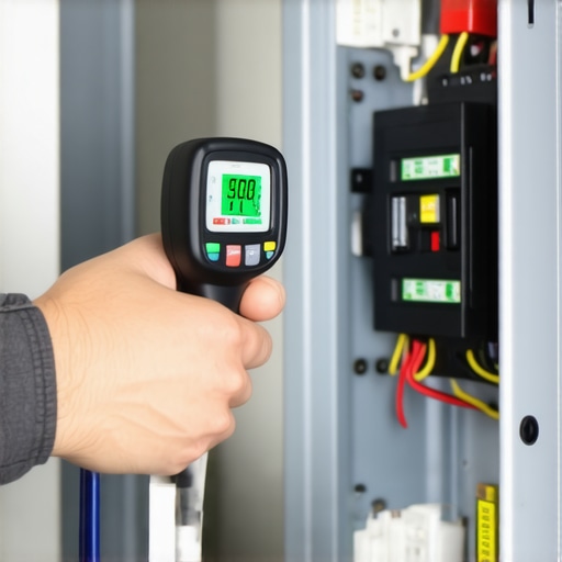 Infrared thermometer measuring circuit breaker heat