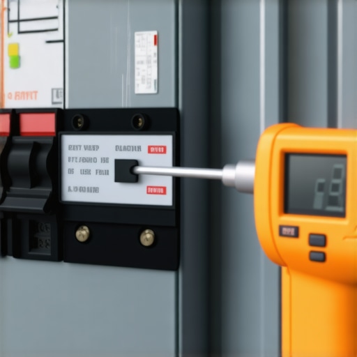 A person uses an infrared thermometer to check the heat levels of breakers in a home electrical panel during EV charging.