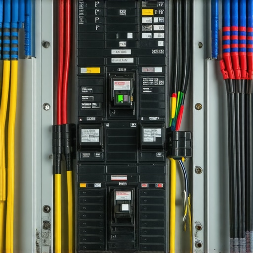 Electrical panel showing main breaker for EV home charging installation