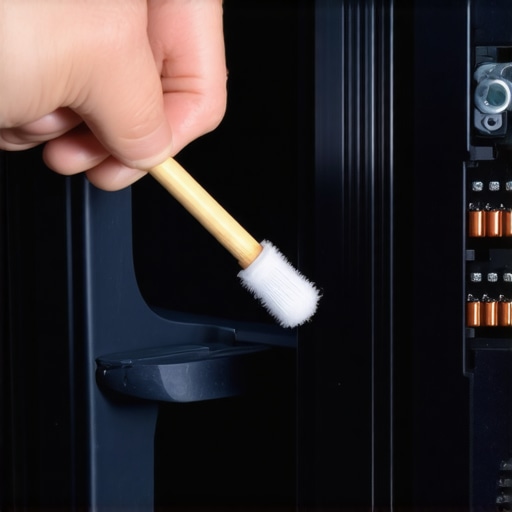 A person using a cotton swab and alcohol to clean the internal contacts of an EV charging connector.