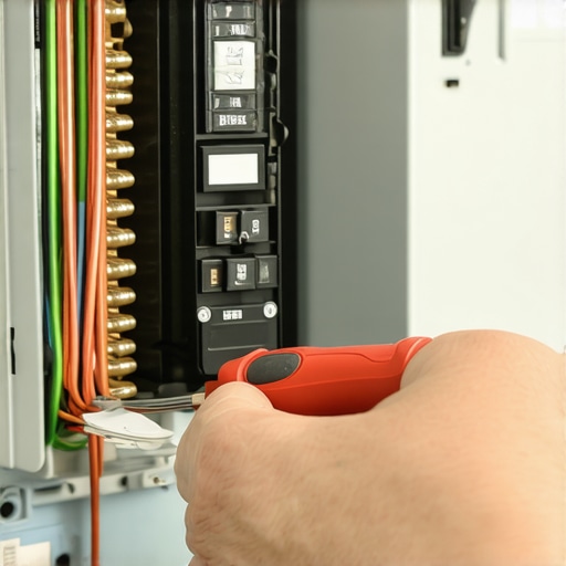 Electrician tightening EV charger breaker using a torque tool to prevent overheating.