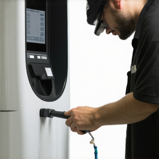 Electrician tightening EV charger terminals with a torque wrench
