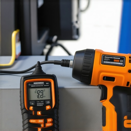 Digital torque wrench and thermal camera for EV charger maintenance.