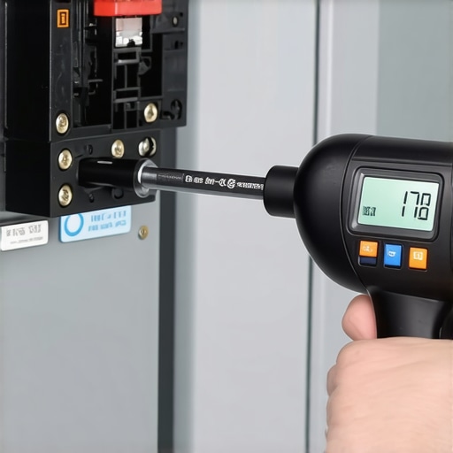 Digital torque wrench and infrared thermometer used for checking EV charger electrical connections.