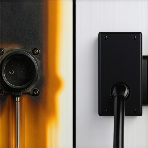 Comparison of a melted NEMA 14-50 outlet and a hardwired EV charger station