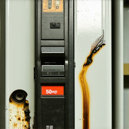 Close-up of an overheated circuit breaker caused by continuous high-amperage EV charging.