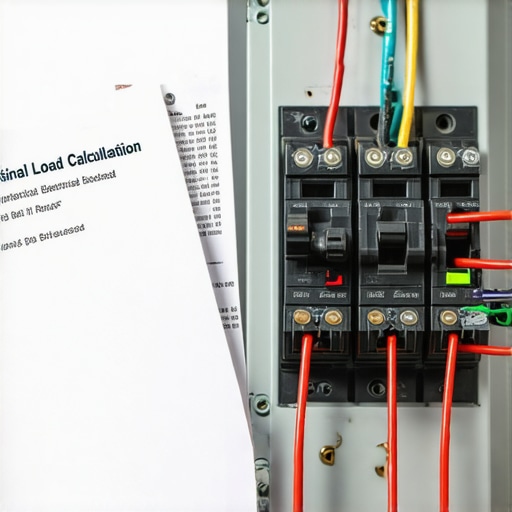 A load calculation worksheet used to determine if an electrical panel can handle a new EV charging circuit.