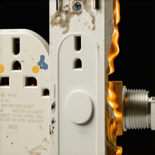 Comparison between a durable industrial NEMA 14-50 outlet and a melted consumer-grade outlet.