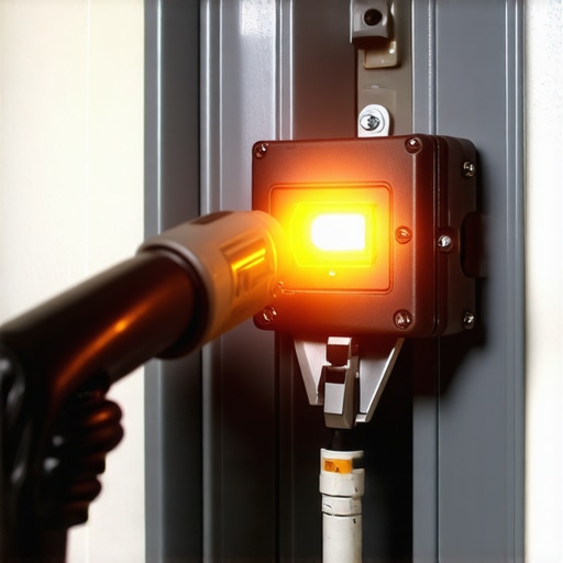 Thermal imaging camera showing a hot spot on a circuit breaker in a residential panel.