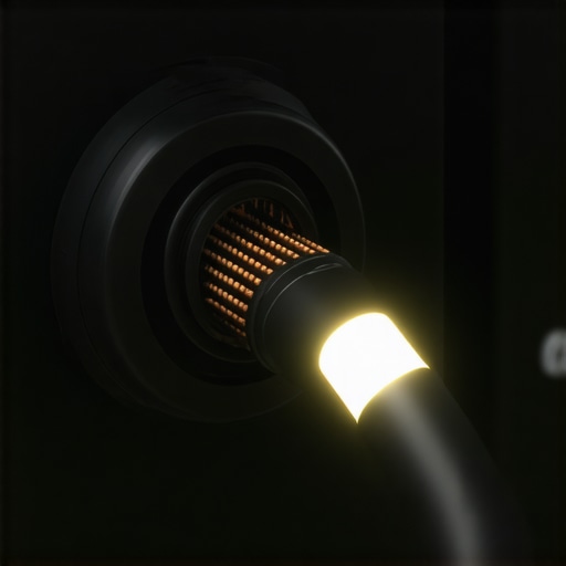 Close-up of an EV charging connector pins being inspected for debris to fix waiting for vehicle errors.