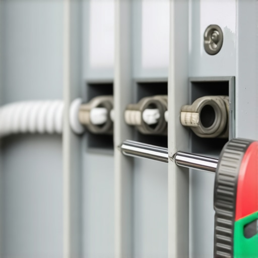 A technician using a torque screwdriver to tighten a neutral wire in a service panel to prevent electrical arcing.