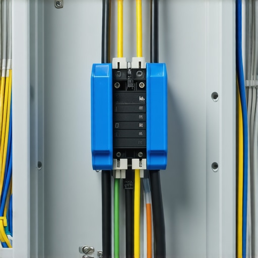 Close-up of CT clamps installed on main electrical panel wires for EV charger dynamic load management.