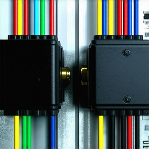 Close-up of CT clamps on main electrical service wires for smart EV charging.