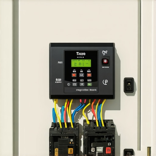 A modern electrical panel with a load shedding device installed to manage EV charging power.