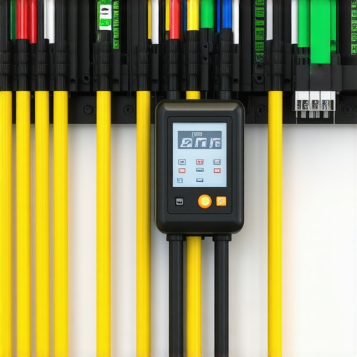 Close-up of a smart load management sensor inside a residential electrical panel for EV charging.