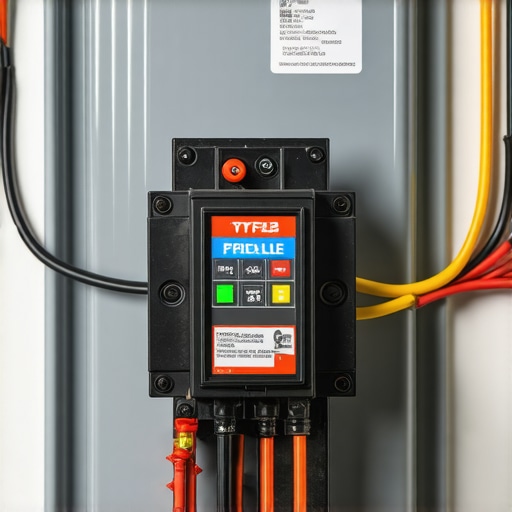 A residential electrical panel with a newly installed surge protector for EV charging protection.