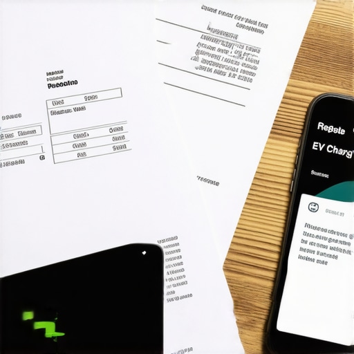 A professional electrical invoice alongside a smartphone showing a rebate confirmation message.