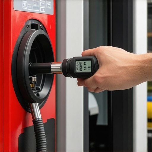 A homeowner using a torque screwdriver to maintain electrical connections in an EV charger