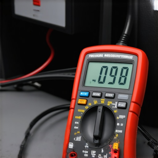 A digital multimeter measuring live voltage inside an EV charging station terminal block to diagnose voltage drop.