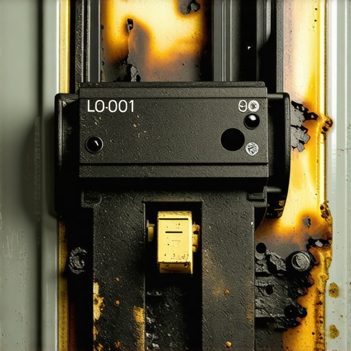 A melted and charred electrical breaker inside a panel caused by continuous high-amperage EV charging.