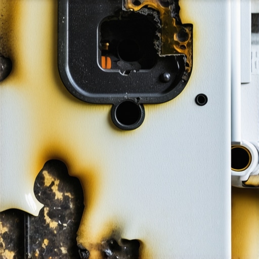 Close-up of an electrical outlet damaged by excessive heat during EV charging