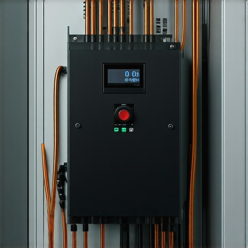 Close-up of a smart electrical load management system for EV charging compliance.