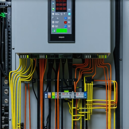 A technician installing a smart load management controller in an electrical panel for multi-family EV charging.
