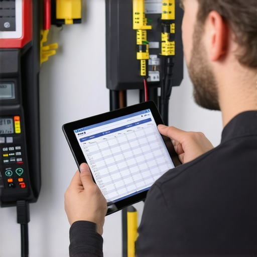 Electrician performing a load calculation for a home EV charger installation to optimize energy costs.